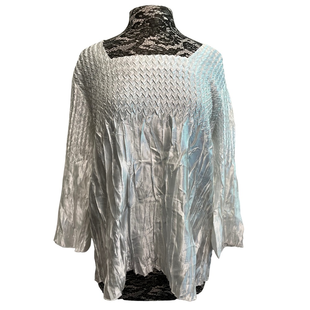 Y2K Vintage Top Blouse XL White Ditsy‎ Crinkle Boho Fairy Cottagecore Whimsigoth
